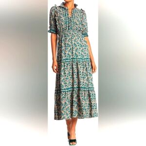 MAX STUDIO Floral Geen-yellow  Print Maxi Dress..SIZE:XS